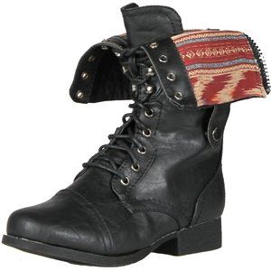Wild Diva Women Lace Up Combat Military Boots